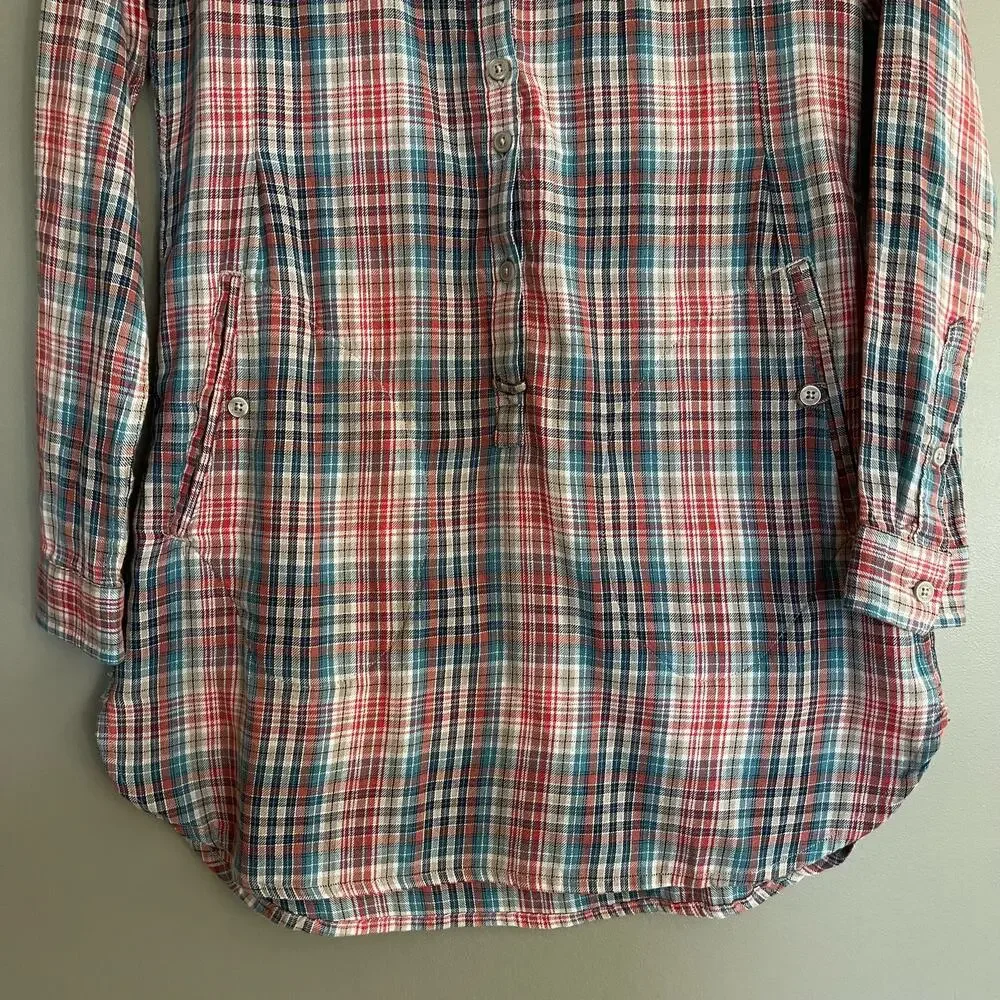 Toad & Co Mixo Plaid Tunic in Hydro Sz XS Organic Cotton Comfortable Casual Cozy